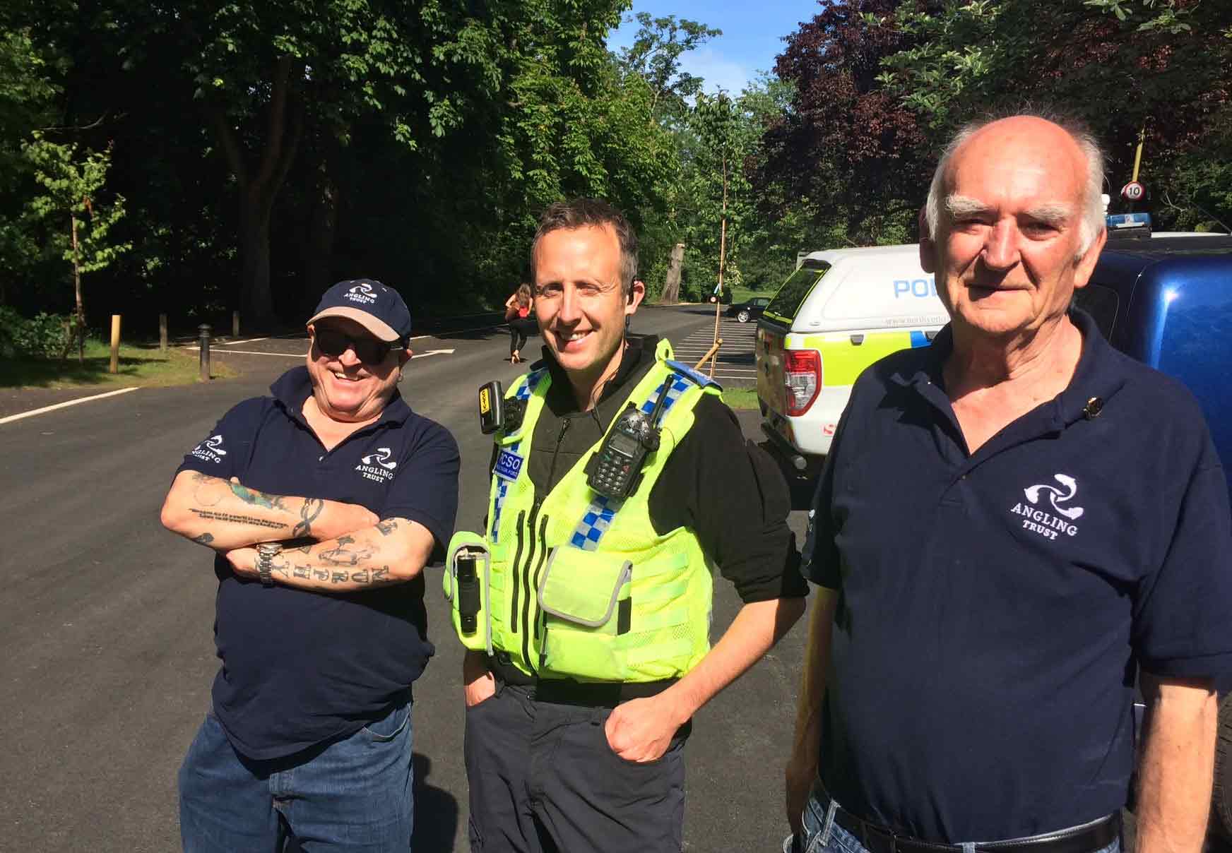 PCSO Matthew Cockerill of the North Yorkshire Police Rural Taskforce with Angling Trust representatives in Harrogate