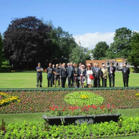 The masonic and civic parties at the unveiling of the Ripon flower bed in the city’s Spa Gardens
