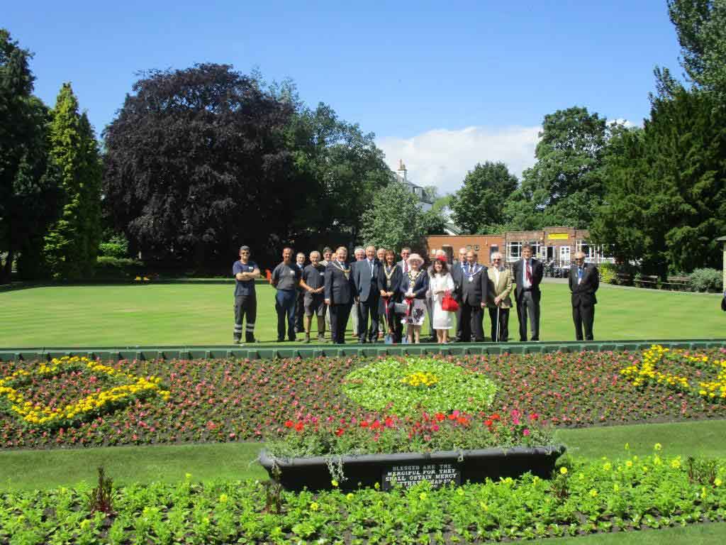 The masonic and civic parties at the unveiling of the Ripon flower bed in the city’s Spa Gardens