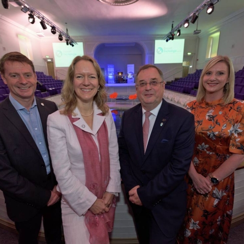 From left: Eric Hawthorn, Radio Design; Marian Sudbury, DIT; Roger Marsh, LEP; Victoria Hopkins, Hopkins Catering at the ExportExchange Launch