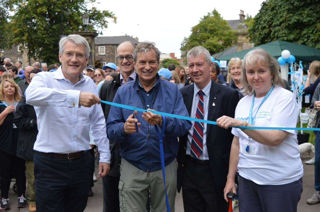 (L-R) Andrew Jones MP, John Middleton, Coun Mike Chambers and Alison Wrigglesworth of the Alzheimer's Society start last year's Memory Walk