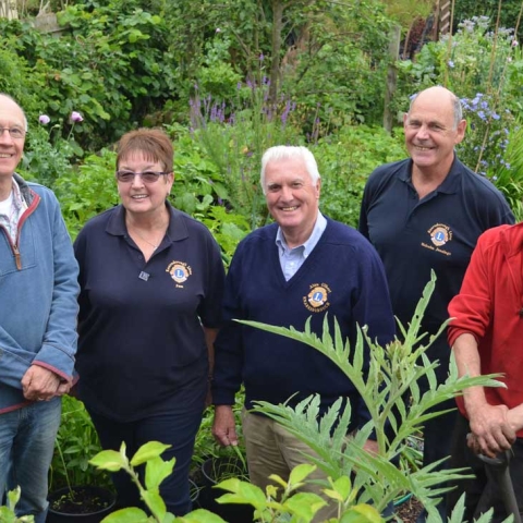 Here in the Orb Green Garden are, from left to right, Mark Flood of Orb, members of Knaresborough Lions Pam Godsell, Alan Gilbert and Malcolm Jennings, and Jon Galley of Orb