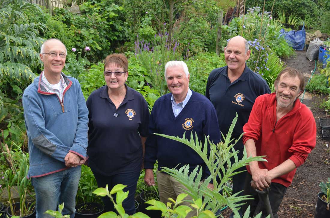 Here in the Orb Green Garden are, from left to right, Mark Flood of Orb, members of Knaresborough Lions Pam Godsell, Alan Gilbert and Malcolm Jennings, and Jon Galley of Orb