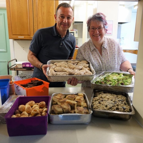 Lunch Date! Pictured are Harlow Lodge Master, Andrew Simister, and Wesley Sunday Lunch Bunch co-ordinator, Hannah Beck