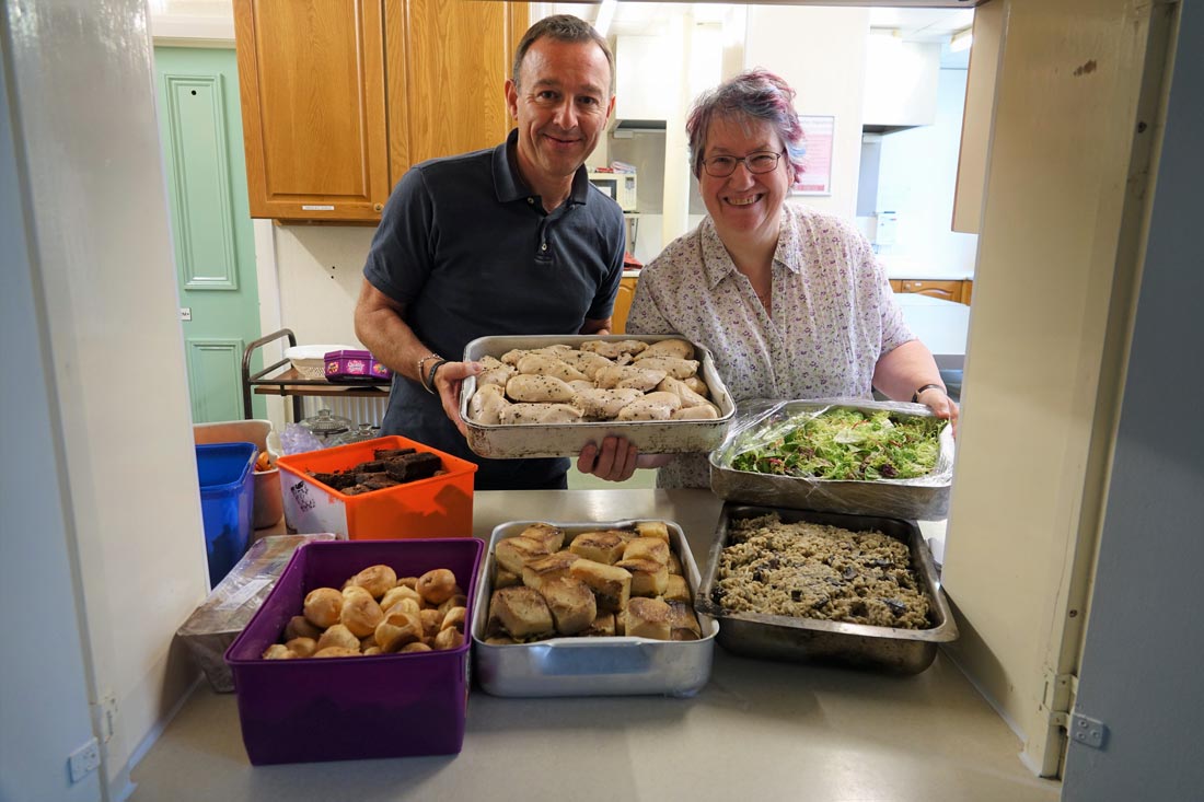 Lunch Date! Pictured are Harlow Lodge Master, Andrew Simister, and Wesley Sunday Lunch Bunch co-ordinator, Hannah Beck