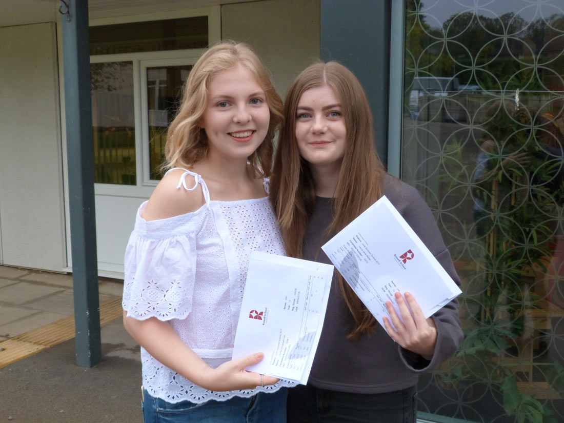 Laura Baxter (BCC) and head girl Sophie Lee (A* A C) will both be going to their first choice universities after collecting their A level results at Rossett School