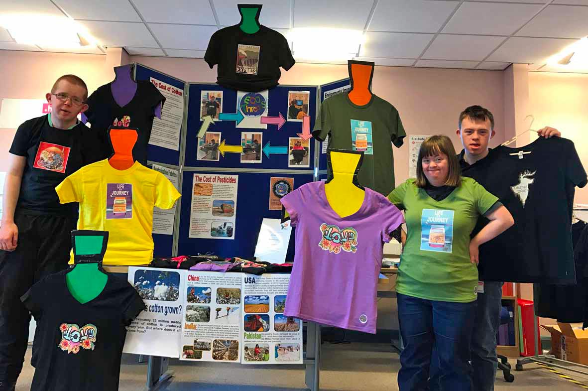 Pictured with their award-winning stand are, from left, David Offord, Laura Wells and Jake Vicars