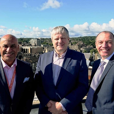 Brian Dobson, Harrogate Convention Centre head of sales and events; Simon Kent, director; Richard Cooper, leader of Harrogate Borough Council