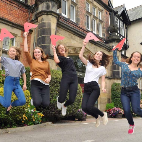 Jumping for joy – Harrogate Ladies’ College pupils celebrate record breaking GCSE results