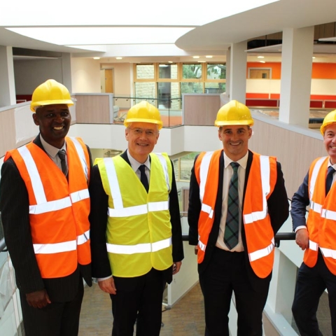 Councillor Richard Cooper; Leader of Harrogate Borough Council; the council’s Wallace Sampson, Chief Executive of Harrogate Borough Council; Andrew Jones Member of Parliament for Harrogate and Knaresborough, Jake Berry MP, Minister for the Northern Powerhouse and Local Growth; and Councillor Richard Cooper, Leader of Harrogate Borough Council at the council’s new civic centre