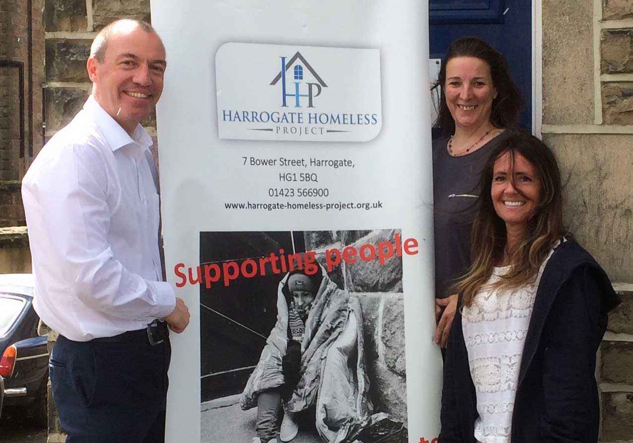 Councillor Richard Cooper, leader of Harrogate Borough Council, Liz Hancock, chief executive of Harrogate Homeless Project, and Deby Atkinson, the project leader of SAFE, launching the new Harrogate Homeless Project scheme aimed at helping entrenched rough sleepers in the Harrogate district