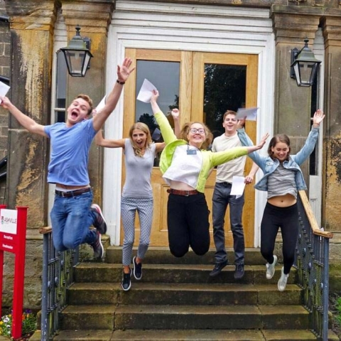 Jumping for joy! Giovanni Passerello, Lucy Reast, Caitlin Wood, Matt Guest and Becky Foreman