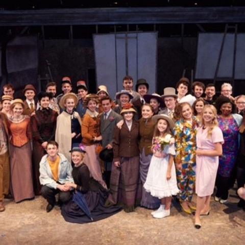 The cast of ‘Sunday in the Park with George’ with Alfie Richards, year 13 student from Harrogate Grammar School