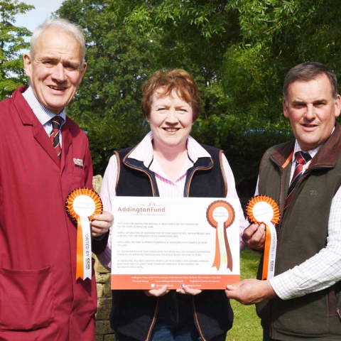 Pictured at the launch of the latest fund-raising initiative are, from left, Skipton Auction Mart’s general manager Jeremy Eaton, Addington Fund Trustee Christine Ryder and Craven Cattle Marts director Kevin Wilson, of Blubberhouses
