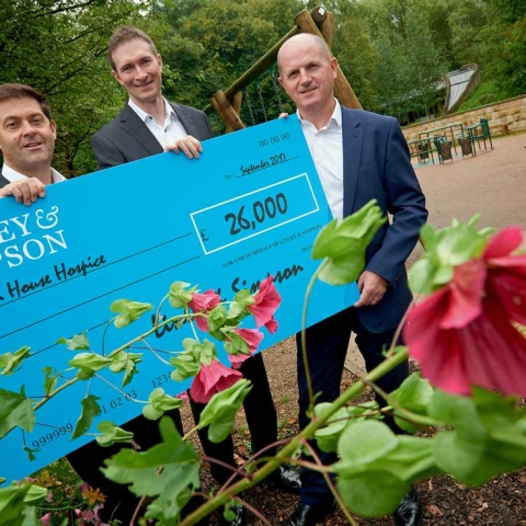 Digging deep .... Martin House chief executive Martin Warhurst flanked by Linley and Simpson directors, Nick Simpson (left) and Will Linley