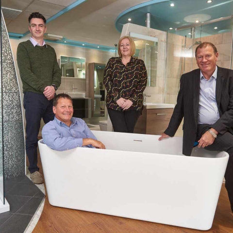 Richard Darley (designer taking care/servicing the Harrogate showroom/enquiries) Vicki Roberts (finance director) Tony Passmore (managing director) Steve Passmore, the gentleman in the bath (operations director)