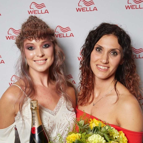 Rita Tuska (right) with her model at the Wella Professionals TrendVision Award.