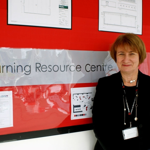 Rossett School headteacher Helen Woodcock outside the Learning Resource Centre, which is set to be unveiled in January as part of a programme of improvements to the school