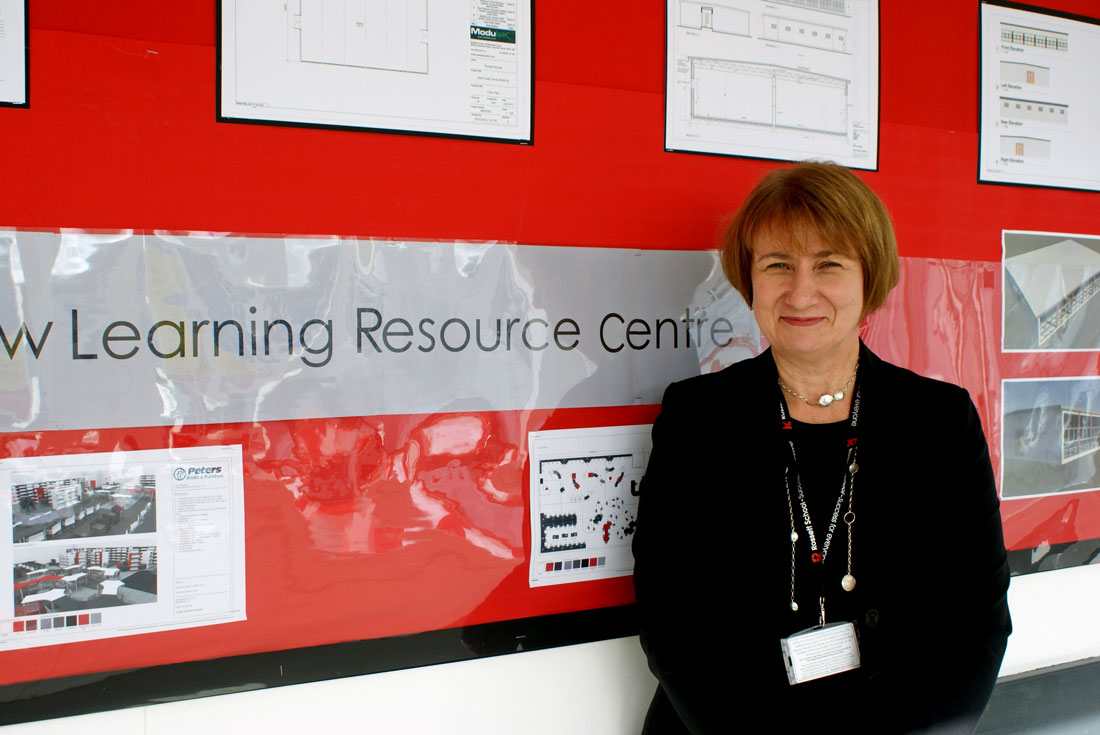 Rossett School headteacher Helen Woodcock outside the Learning Resource Centre, which is set to be unveiled in January as part of a programme of improvements to the school