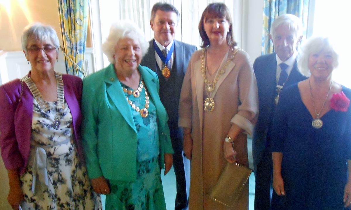 SI Harrogate & District President, Nicola Harding; Yorkshire Regional President; Jennie Levick; Mayor of Harrogate, Councillor Anne Jones and her consort, Steve Jones; Deputy Mayor of Ripon, Councillor Charlie Powell and his consort, Gillian Wilson