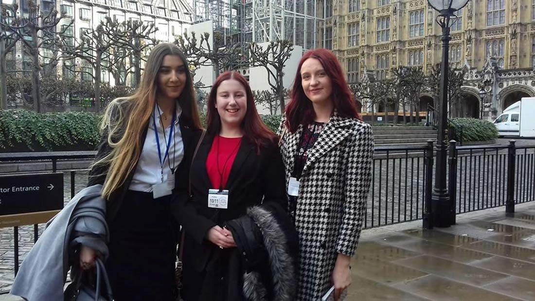 North Yorkshire’s three Members of the Youth Parliament, from left, Evie Stevenson, Kitty Jackson and Eden Shackleton