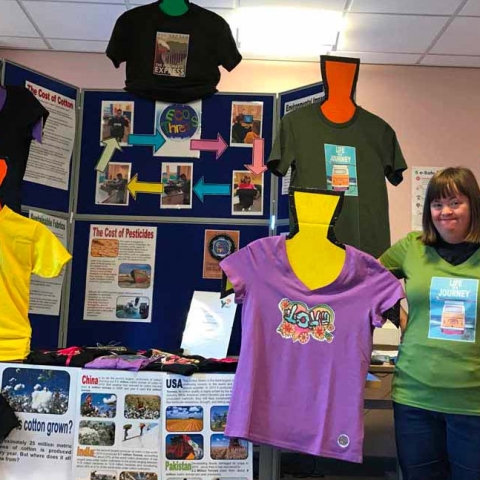 Students from Henshaws College take part in a range of entrepreneurial initiatives. These students, from left, David Offord, Laura Wells and Jake Vicars, won a national award and two regional awards for their environmentally-friendly T-shirt printing business, Eco Threads