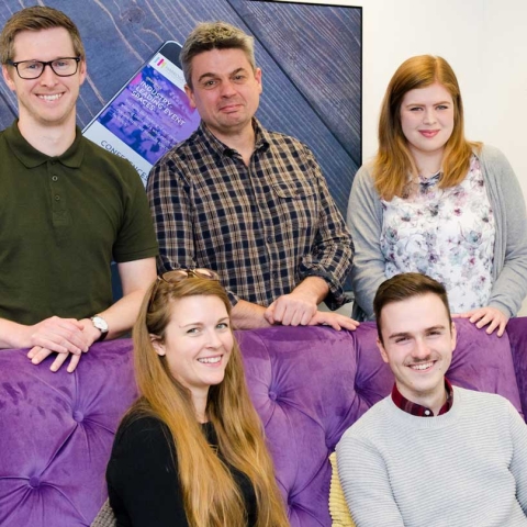 The five new digital experts at Extreme Creations. Top row, from left: Michael Van Rooyen, Simon Rabjohns, Laura Wardropper. Bottom row, from left: Mel Hill, Joe Hryszko