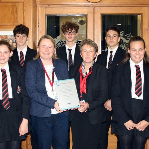 Pictured are Jane Hinkins, Harrogate Grammar School’s Personal Development Coordinator, and Ann Tunstall, Harrogate Grammar School’s external Careers Adviser, who led the project to secure the Quality in Careers Standard Award with a number of Harrogate Grammar School students who participated in the award process