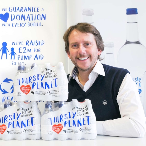 Managing director James Cain, who was made an OBE for his charitable work with Thirsty Planet