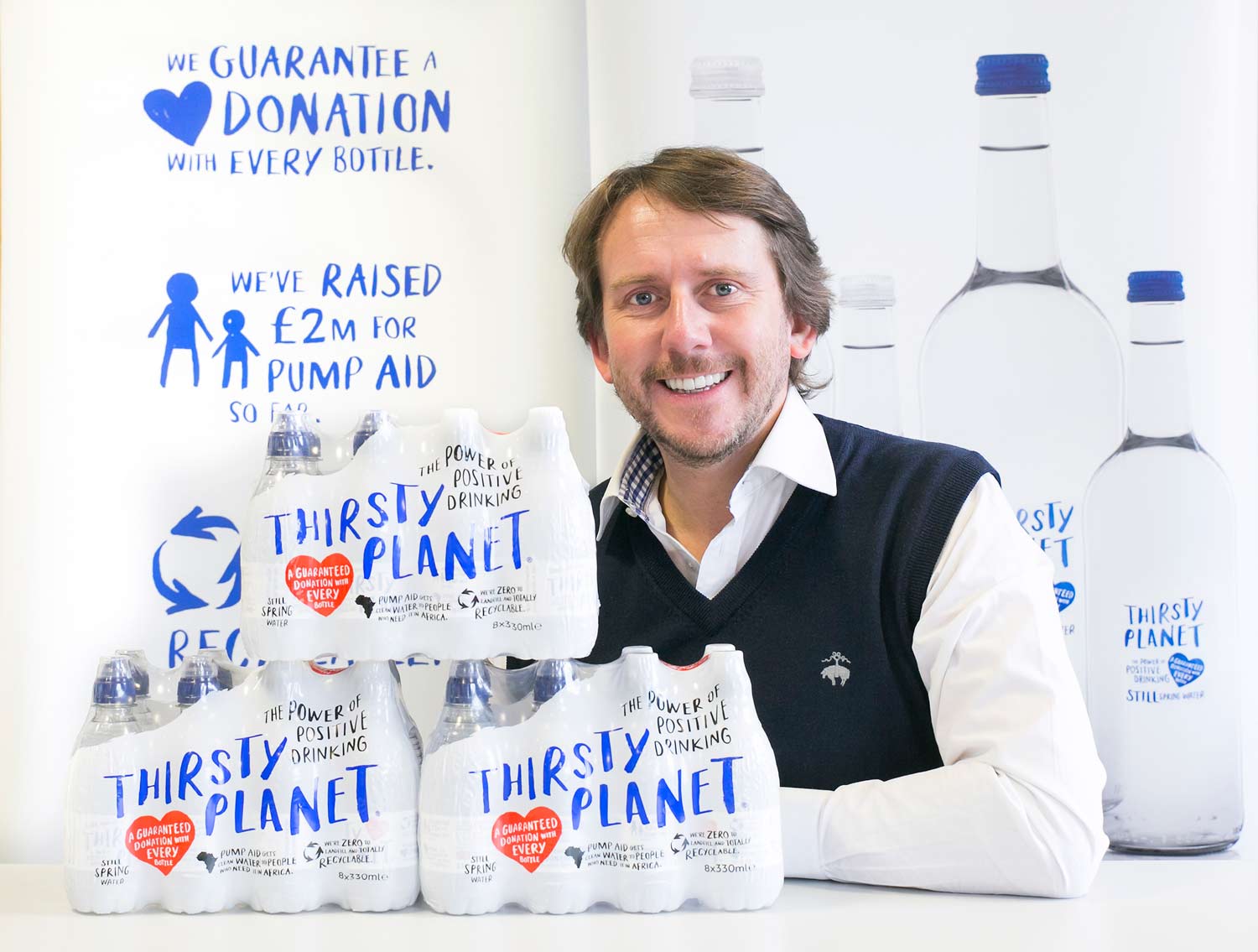 Managing director James Cain, who was made an OBE for his charitable work with Thirsty Planet