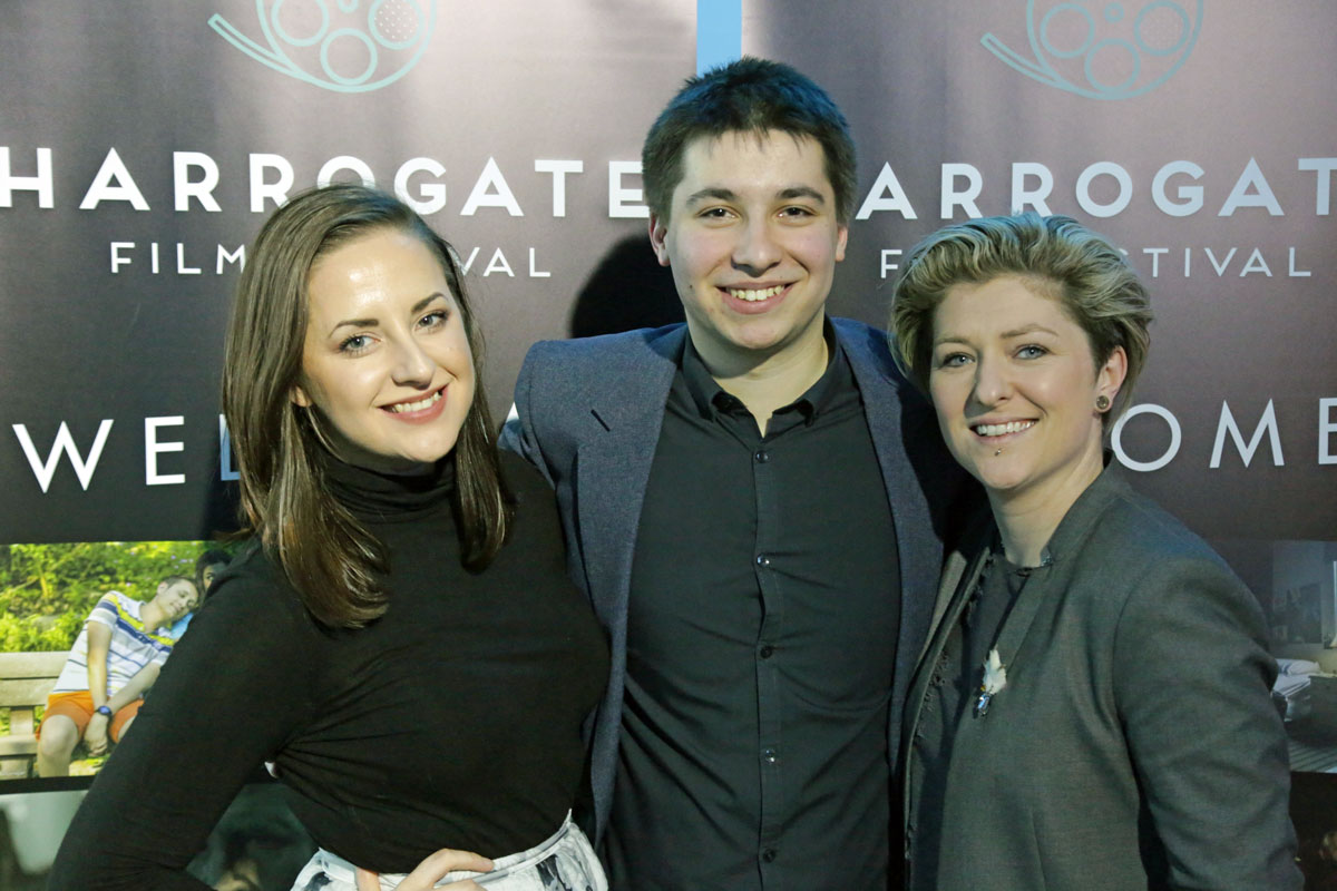 Left and right, Chelsea Talbot and Anna Francis-coates (Everyman Harrogate) with Adam Chandler of Harrogate Film Festival.