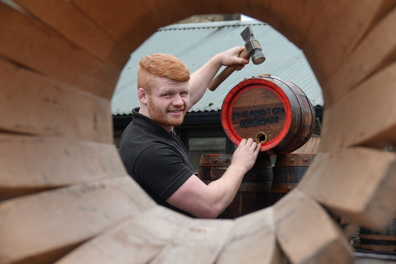 Good With Wood! T&R Theakston Ltd’s apprentice brewery cooper working on a Christmas pin