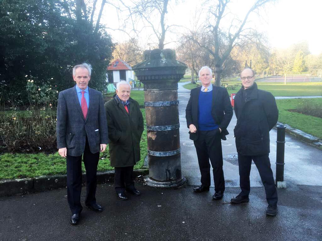 Cllr Don Mackenzie, Cllr Jim Clark, Cllr John Ennis and Cllr John Mann outside the present Green Park entrance to the Valley Gardens in Harrogate