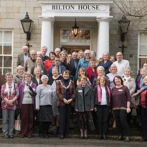 Library volunteers with County Council Chairman Cllr Helen Swiers (front, centre) during one of the events to say thank you at Bilton House in Harrogate