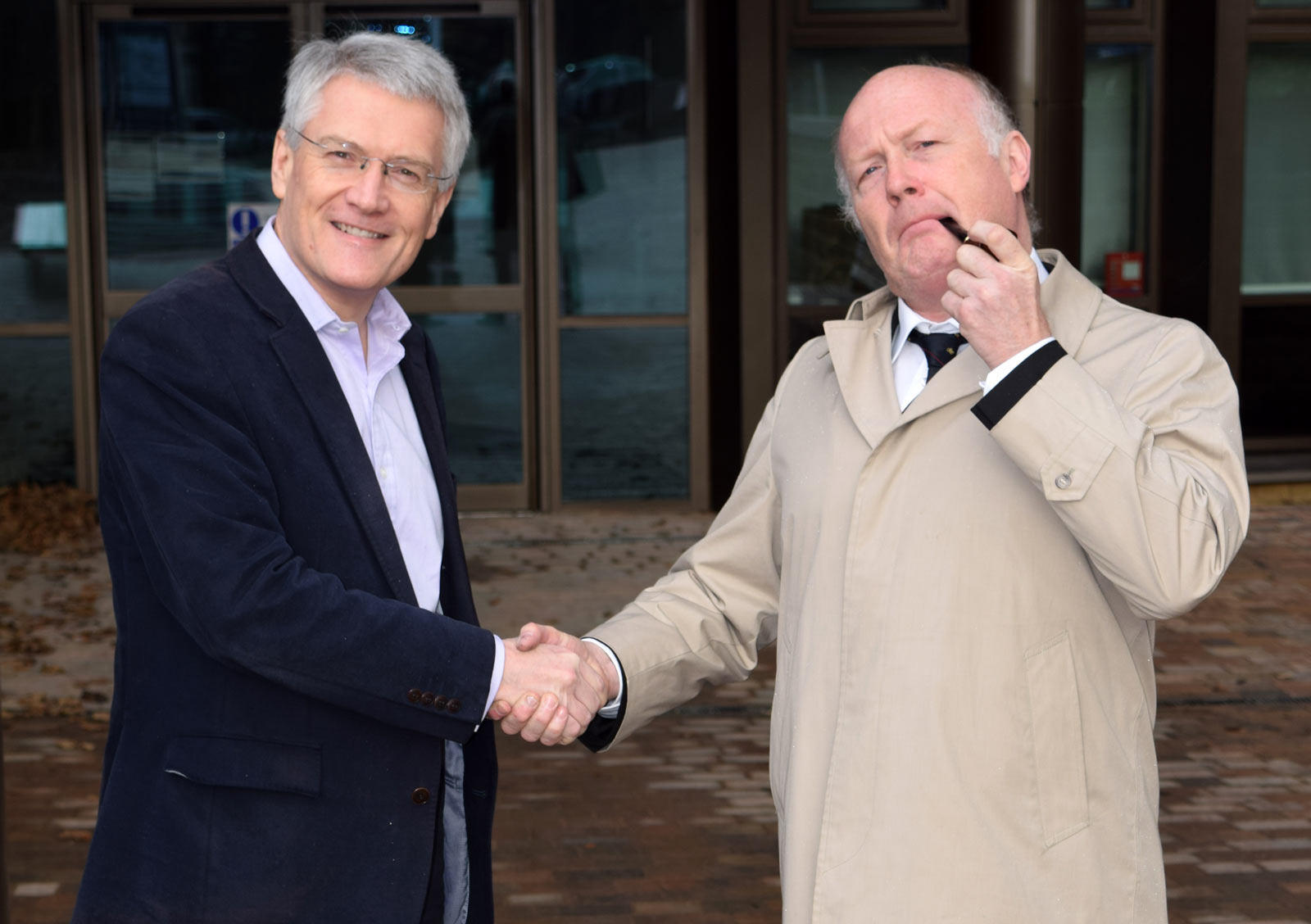 When Andrew meets ‘Harold’  - outside Harrogate’s new Civic Centre