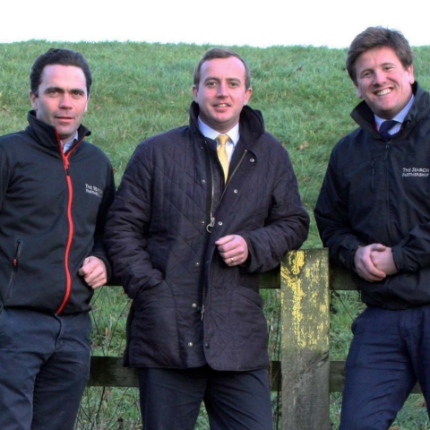Toby Milbank, Steven Fieldsend and Tom Robinson celebrate the launch of The Land Management Partnership – part of The Search Partnership