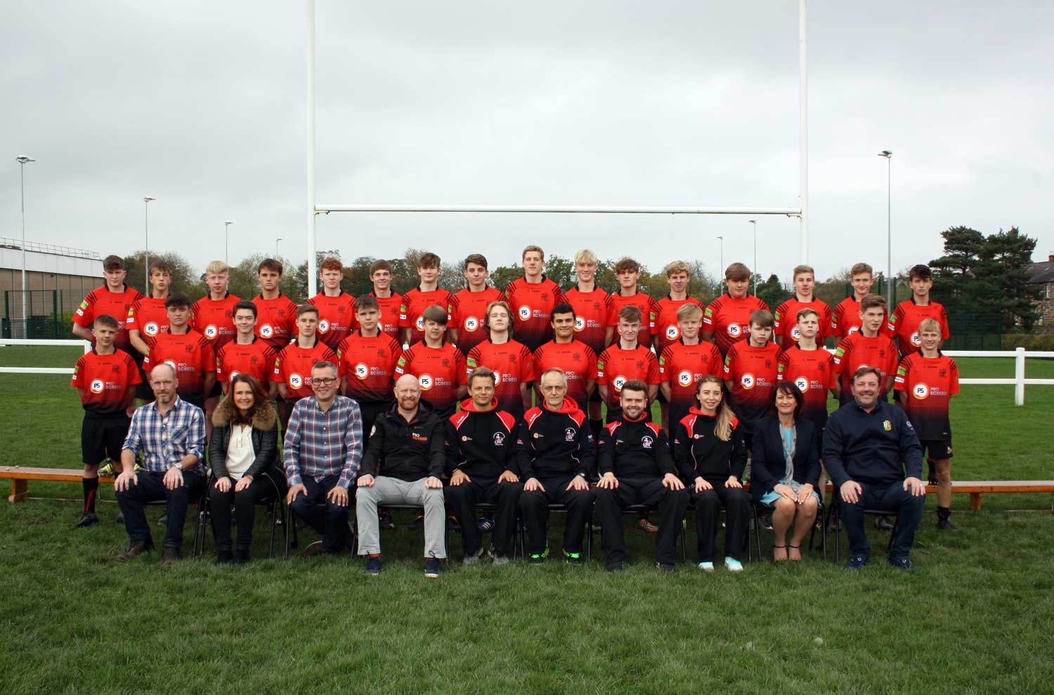 U16 team photograph Top L-R Matt Warren, Tom London, Thomas Wilson, Josh Salmon, Tom Morley, Finlay Baxter, Jonty Trott, Dominic Christy, Louis Woods Kelly, Oscar Poole, Taylor Jones, Aaron Walker, Jake Johnson, Max Williams, Will Mascie Taylor, Matt Whiteley. Middle row L-R Harry Sellers, Liam Terry, Stuart Pacey, Jack Haydock, Harry Rawet, Connor Spence, Andrew Charles, Joe Nichols, Oskar Goddard, Ollie Horberry, Jack Taylor, Zack Hull,   Sid Johnson, Rowan Zuba. Bottom row L-R Sponsors - Mr Goddard, Miss O’Reilly, Mr Clawson, Mr Rawet, Teachers – Andy McIntyre, Roy McKay, Ryan Smith, Evie Jackson and Sponsors – Ms Calvert, Mr Black