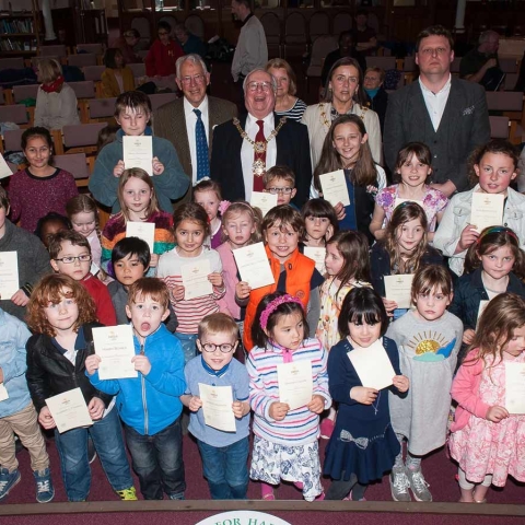 2017 awards ceremony: children presented with certificates by Mayor Cllr Nick Brown