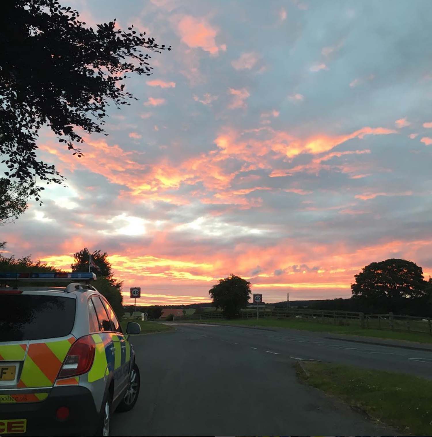 A wonderful evening sky for rural patrol in North Yorkshire