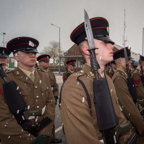 A very cold start to the day at Harrogate before the Junior Soldiers Graduation Parade.