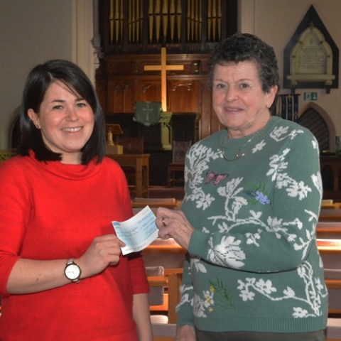 receiving the cheque for £800 is (Left) Jessica Price, centre manager for Baby Basics Harrogate and Janet Roberts, secretary of West Park United Reformed Church