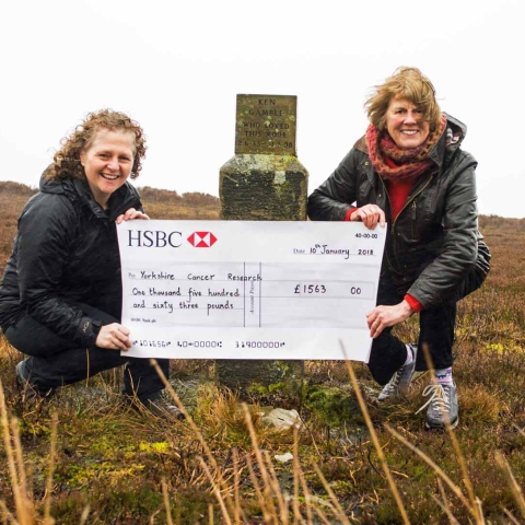 Michelle Chandler, left, presents a cheque for £1,563 to Jenny Moss, member of Yorkshire Cancer Research’s Ripon Voluntary Fundraising Committee