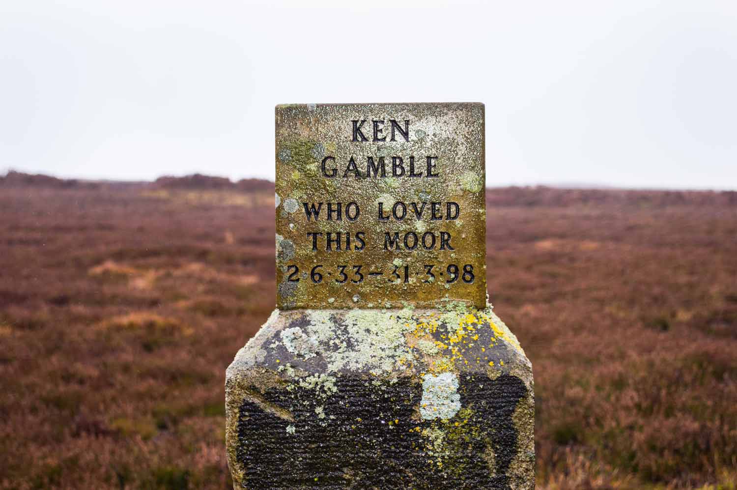 Michelle’s father Ken Gamble has a memorial on Dallowgill Moor, a place he loved