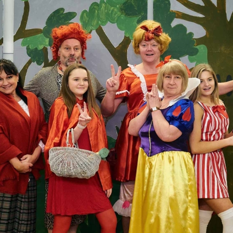 Members of the Pannal Players prepare to venture into the deep, dark wood in their pantomime ‘Little Red: Ridin’ in da Hood.’