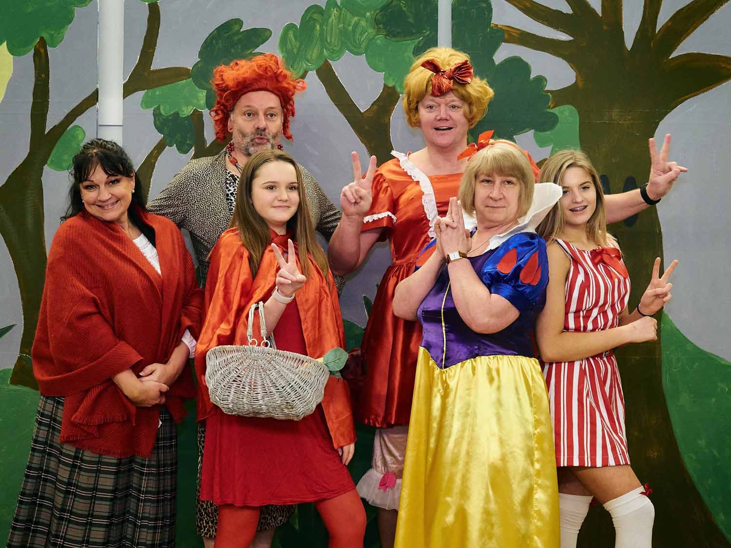 Members of the Pannal Players prepare to venture into the deep, dark wood in their pantomime ‘Little Red: Ridin’ in da Hood.’