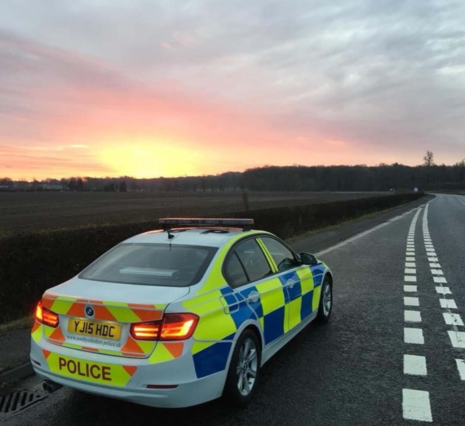 Sunrise over the A162 captured by their Roads Policing Group
