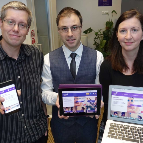 Disability Action Yorkshire Operations Manager David Ashton-Jones, centre, with HMA’s Emma Casimir and Richard Strickland