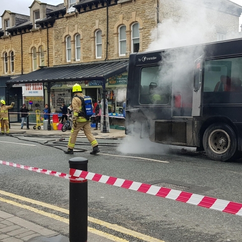 Bus Fire In Harrogate Town Centre