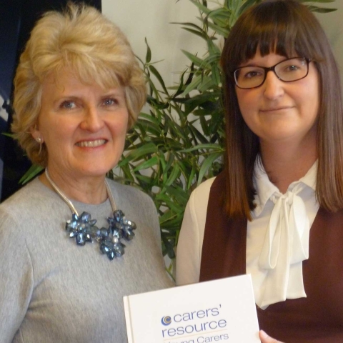 The Carers’ Resource Events and Fundraising Co-ordinator Anne Wells and Yorkshire Young Achievers Foundation Trustee Sonia Jones spread the message that young carers need support
