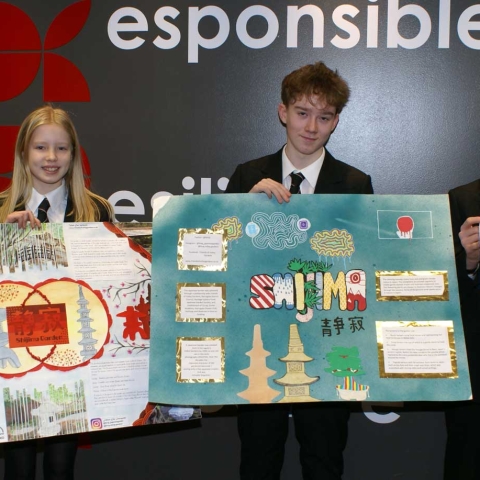 Students Chloe Verity, Oliver Houseman and Sam Corazzi will have their design work used to promote the new Japanese Garden at Harrogate’s Valley Gardens